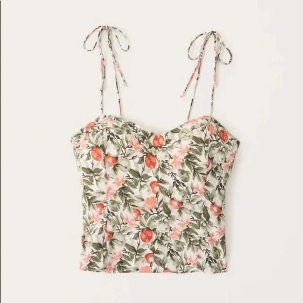 Abercrombie & Fitch Tie-Strap Cami in White Floral
